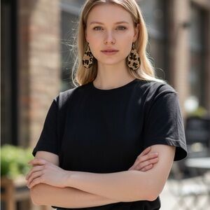 Massini earrings faux leather animal print teardrop jewelry New